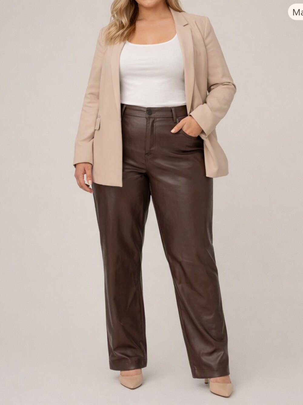 Abercrombie & Fitch the 90s Straight Ultra High Rise Faux Leather Size 33 16